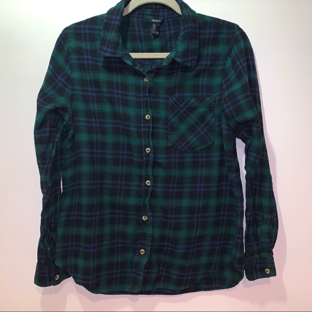 Navy and Green Plaid Flannel